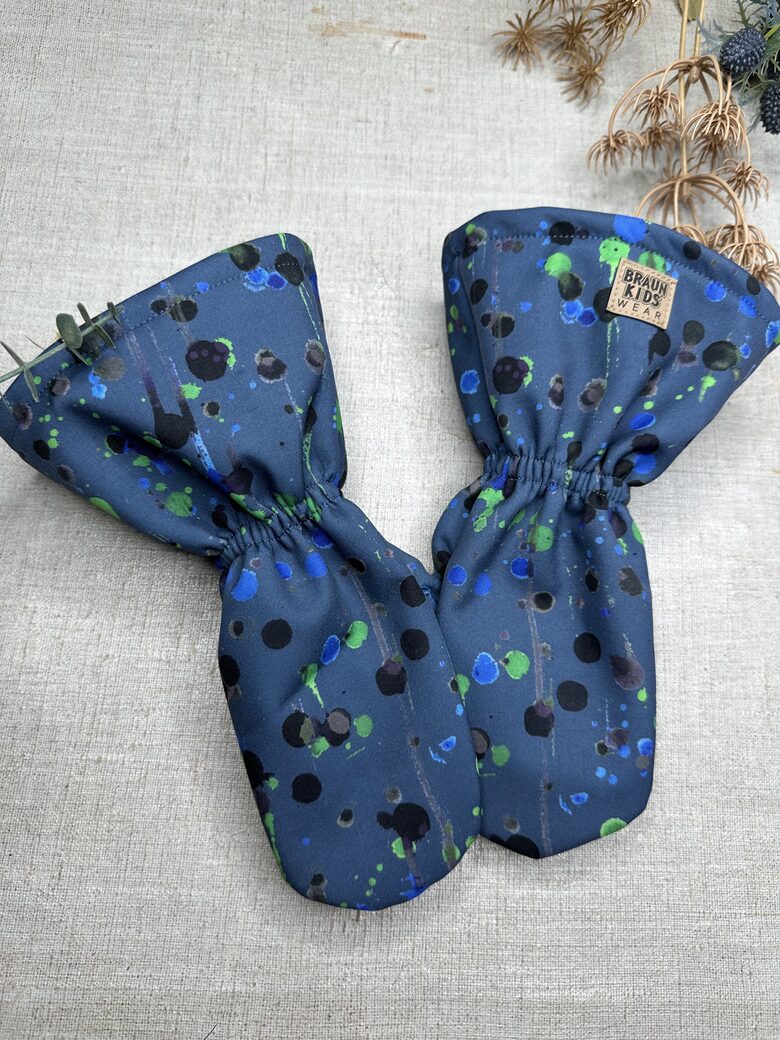 Gatavi starpsezonas softshell cimdi - Punkti uz džinsa zila