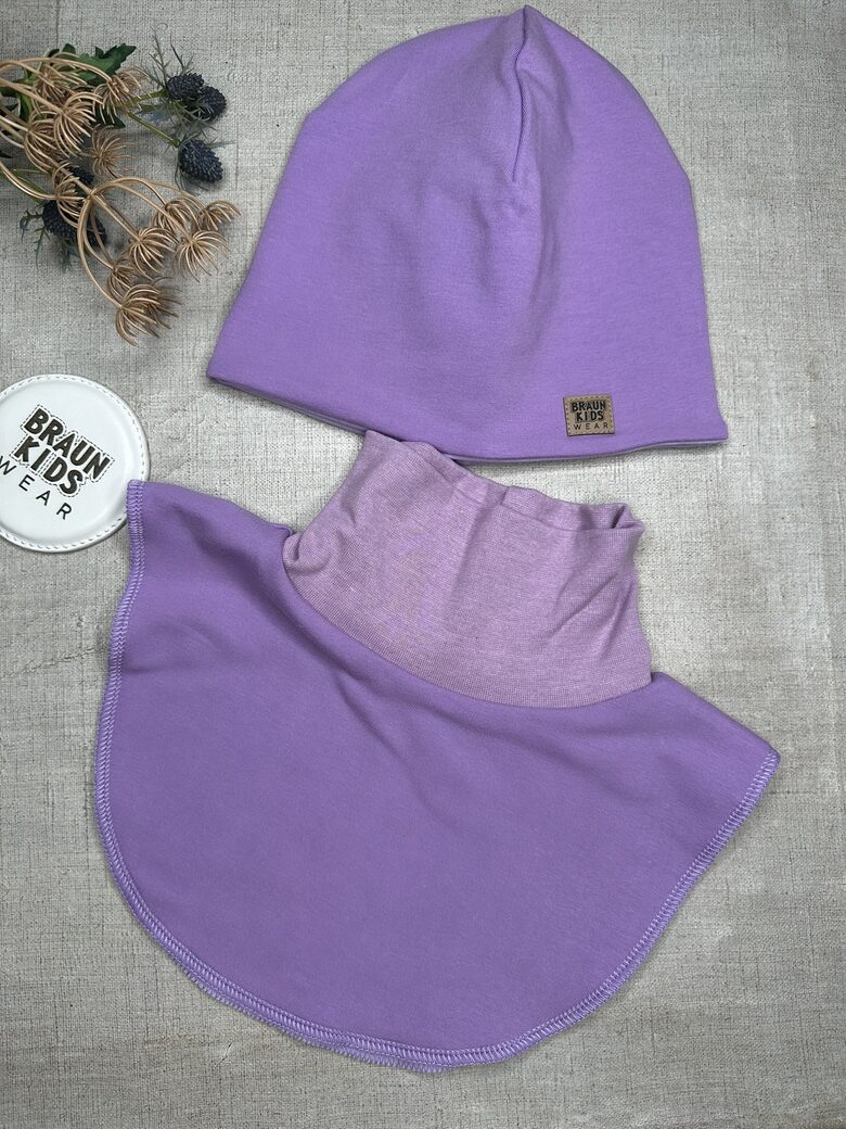 Starpsezonas beanie cepure + apkakles šalle -  Gaiši violeta 52-54.izm