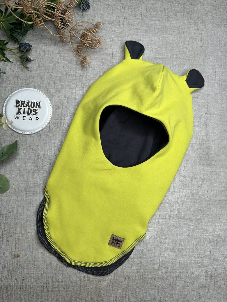 Starpsezonas ķivercepure ar austiņām - Neona dzeltenzaļa