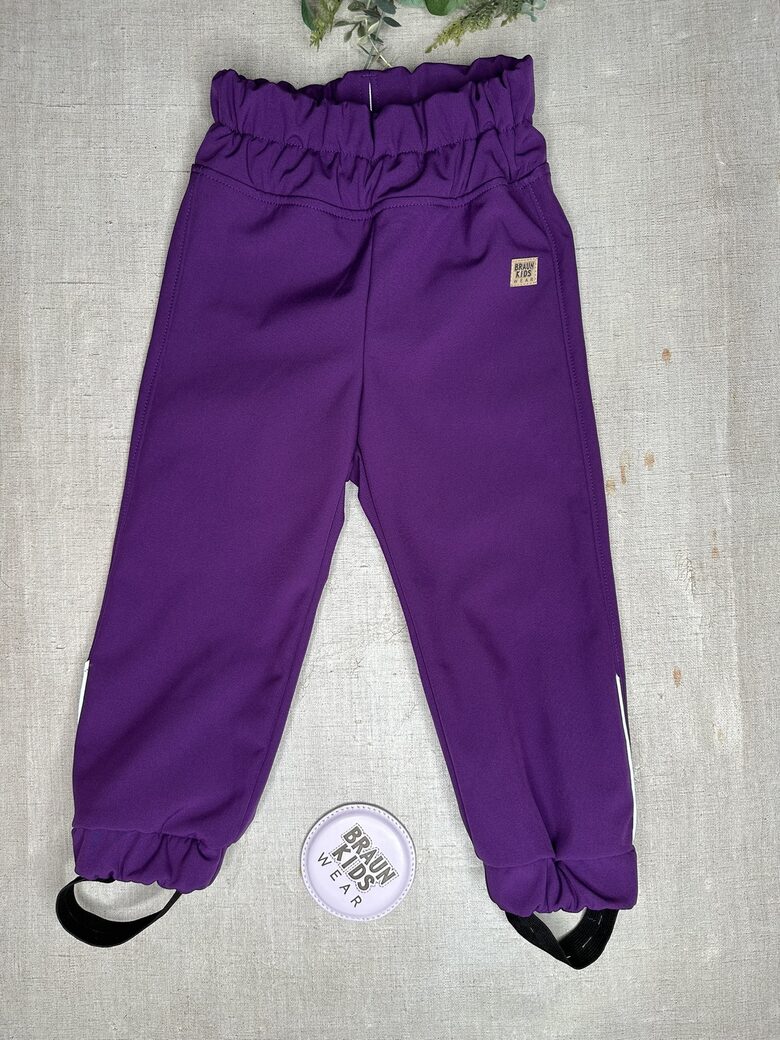 Softshell bikses - Tumši violetas ar zābaku gumijām