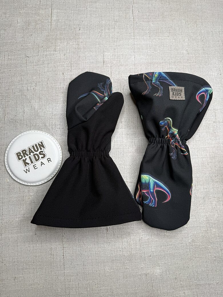 Ready-to-Ship Spring Autumn Softshell Mittens - Neon dono with black