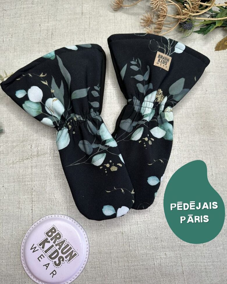 Starpsezonas softshell cimdi - eikalipta lapas ar melnu Nr.208 