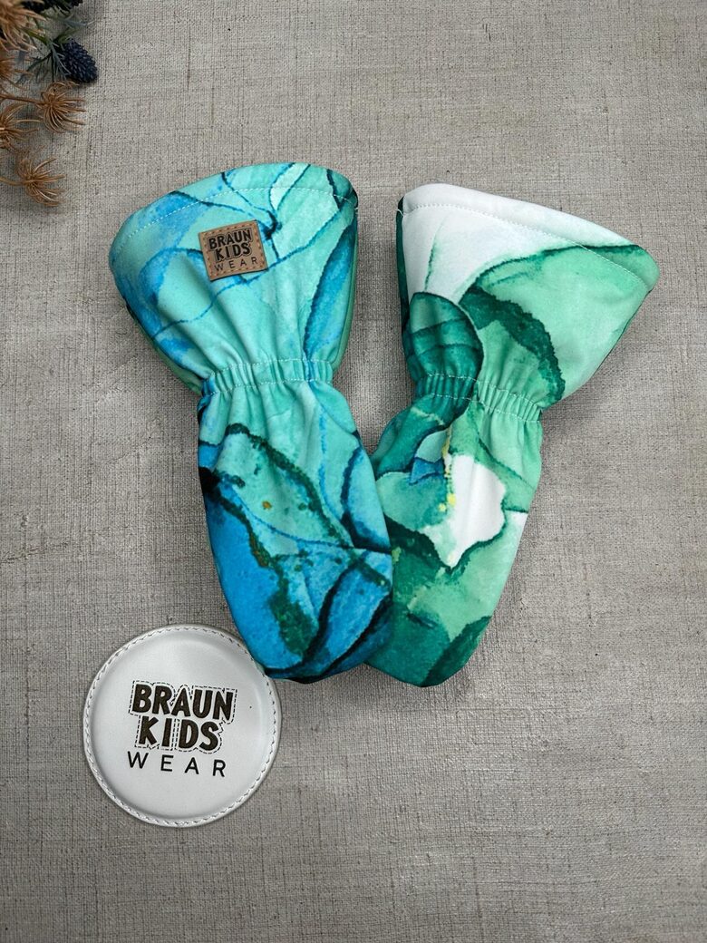 Ziemas softshell cimdi ar flīsa oderi - Tirkīza marmors