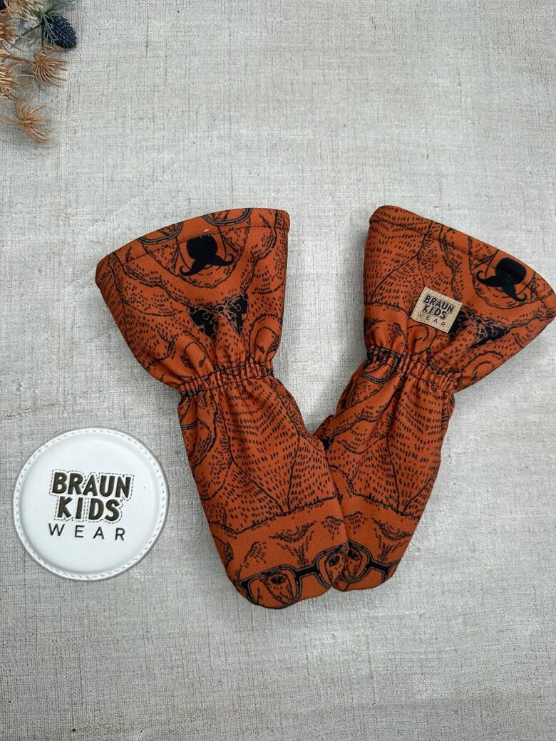 Ziemas softshell cimdi ar flīsa oderi -  Lāči uz ķieģeļu toņa