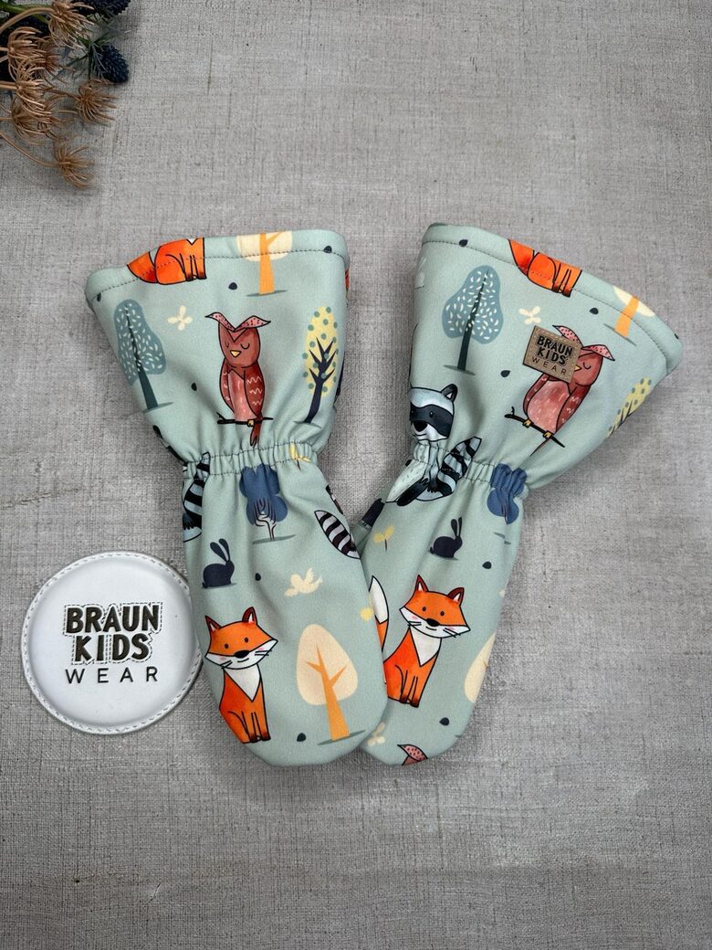 Ziemas softshell cimdi ar flīsa oderi -  Zvēriņi