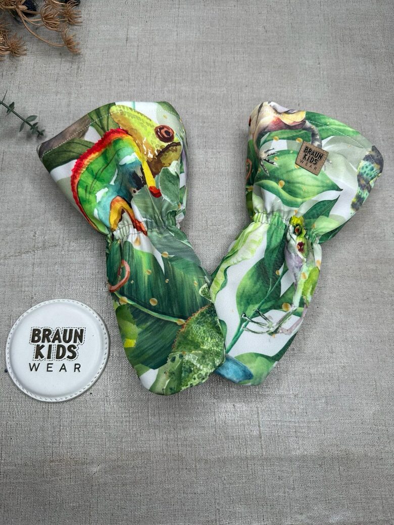 Ziemas softshell cimdi ar flīsa oderi - Zaļais hameleons