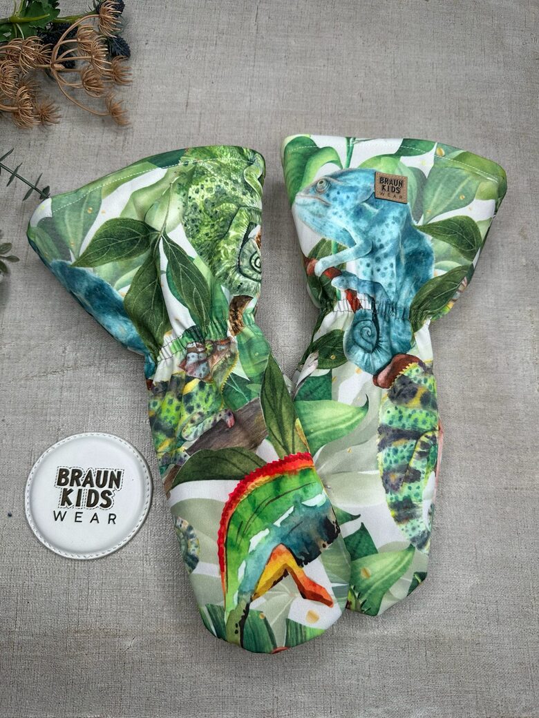 Ziemas softshell cimdi  -  Hameleoni uz zaļa SIEVIEŠU