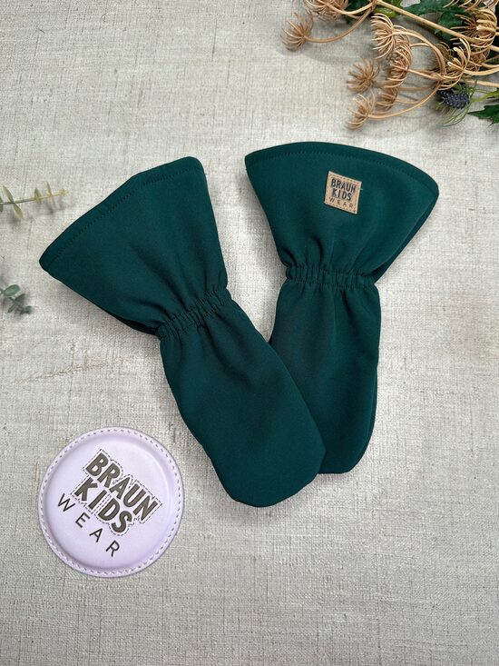 Ziemas softshell cimdi bērniem ar flīsa oderi - Tumši zaļi