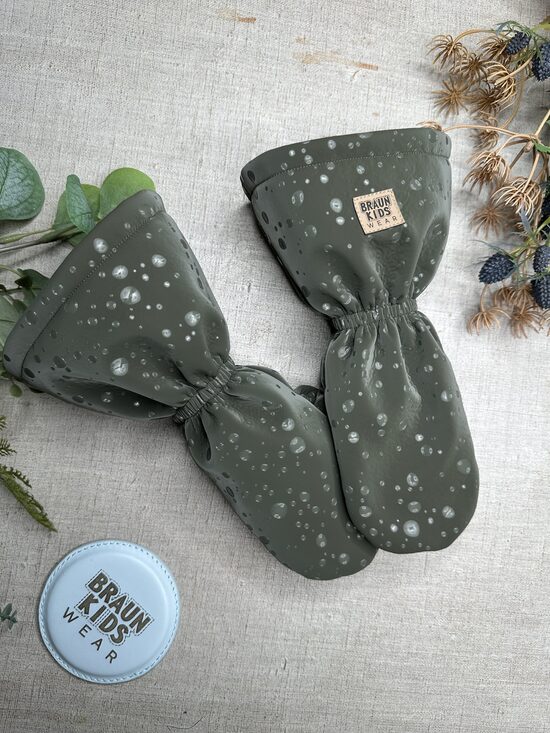 Ready-to-Ship Spring Autumn Softshell Mittens - Khaki holographic