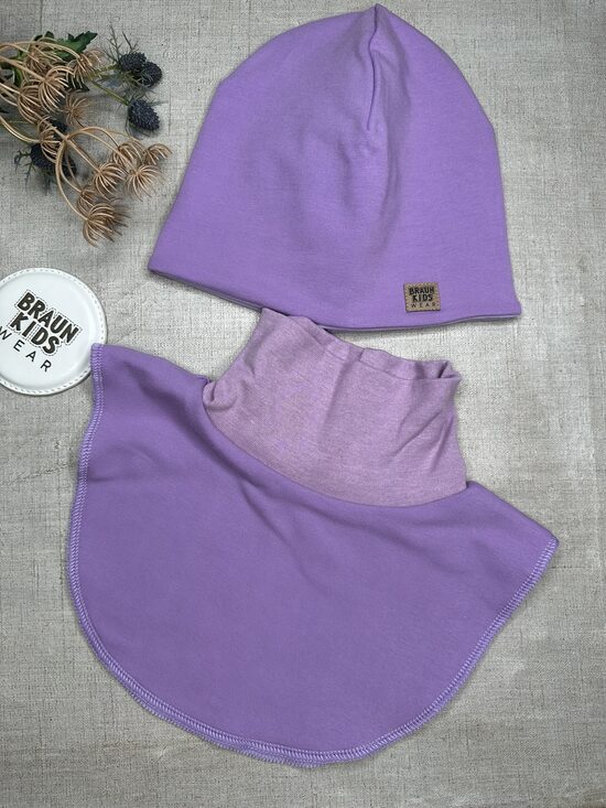 Starpsezonas beanie cepure + apkakles šalle -  Gaiši violeta 52-54.izm