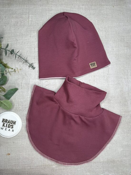 Starpsezonas beanie cepure + apkakles šalle -  Tumši veci rozā 52-54.izm