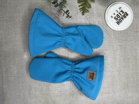 Ready-to-Ship Spring Autumn Softshell Mittens - Turquouse Blue