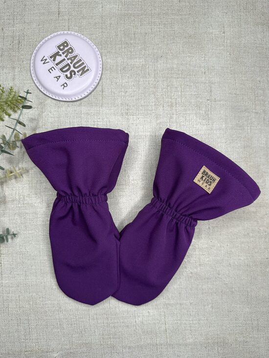 Ready-to-Ship Spring Autumn Softshell Mittens - Dark Purple