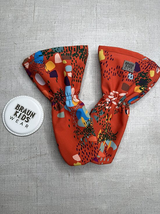 Ready-to-Ship Spring Autumn Softshell Mittens - Orange splash