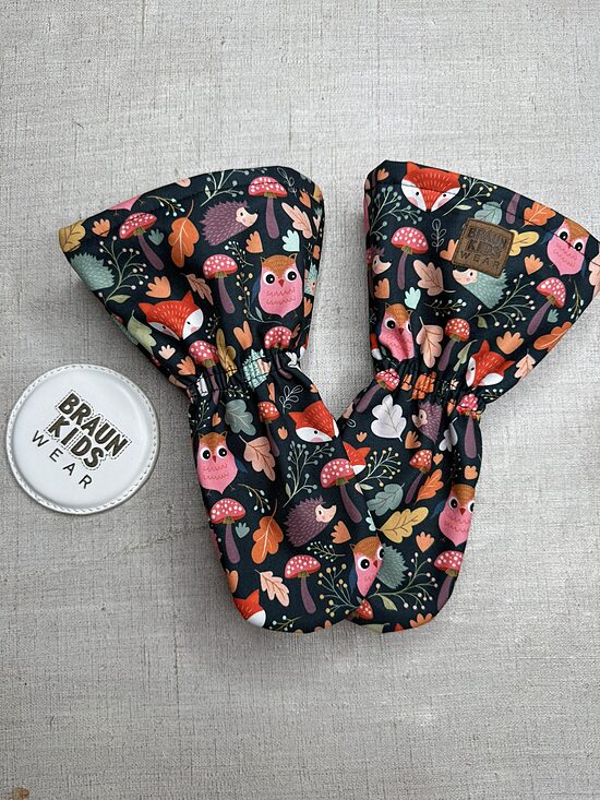 Ready-to-Ship Spring Autumn Softshell Mittens - Pinky wildlife