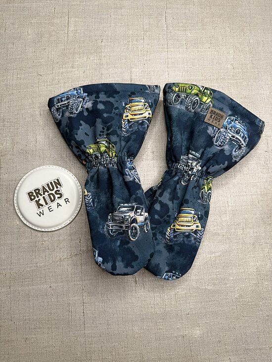 Ready-to-Ship Spring Autumn Softshell Mittens - blue jeeps