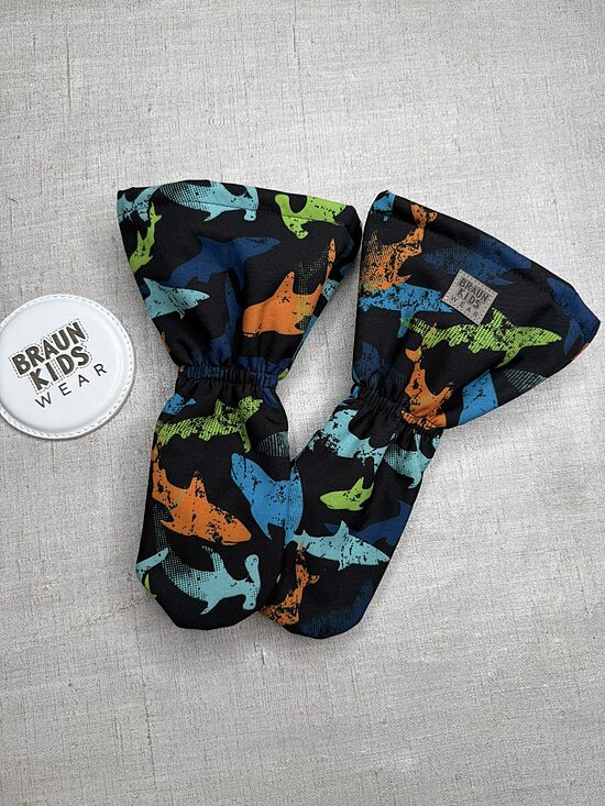 Ready-to-Ship Spring Autumn Softshell Mittens - Sharks