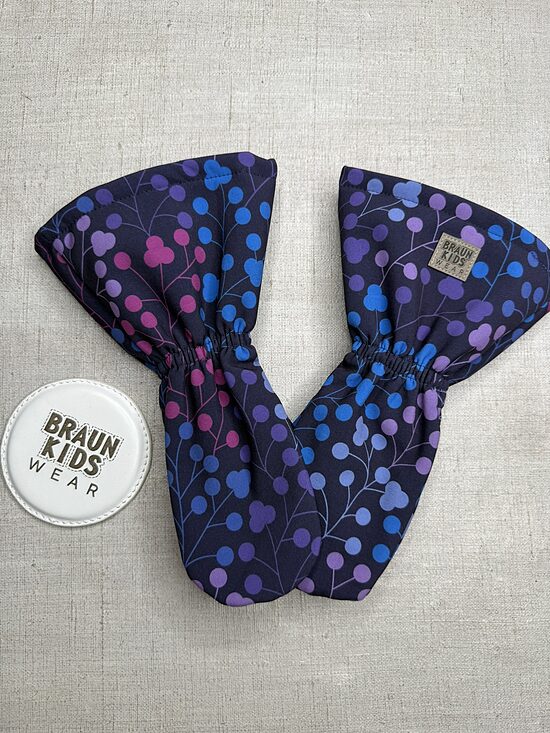 Ready-to-Ship Spring Autumn Softshell Mittens - Purple dots