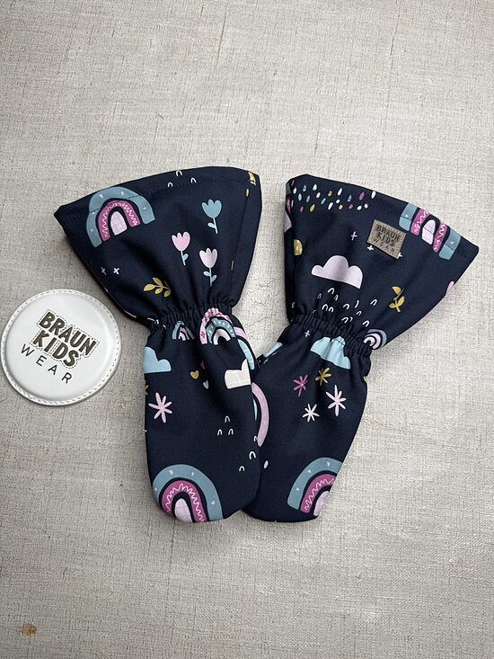 Ready-to-Ship Spring Autumn Softshell Mittens - Rainbows