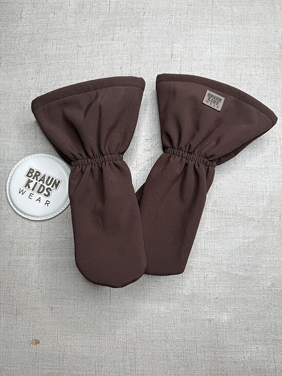 Ready-to-Ship Spring Autumn Softshell Mittens - Dark brown
