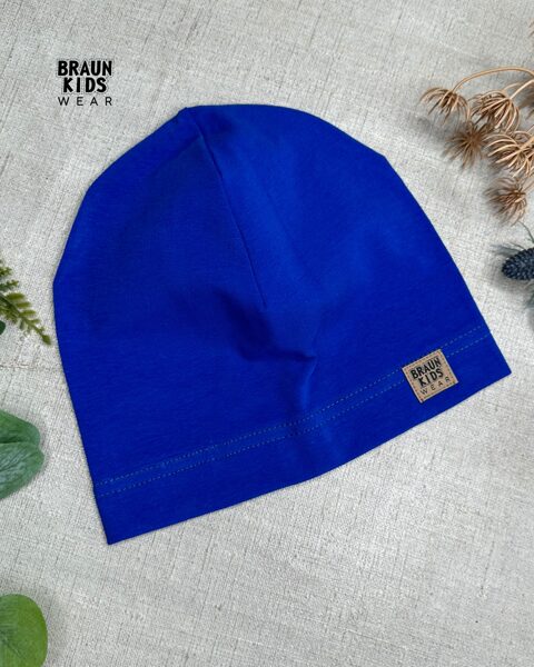 Plānais beanie (kokvilnas trikotāža vienā kārtā) - kobalta zila 48izm