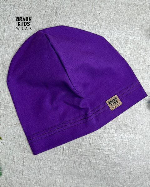 Plānais beanie (kokvilnas trikotāža vienā kārtā) - tumši violeta 50izm