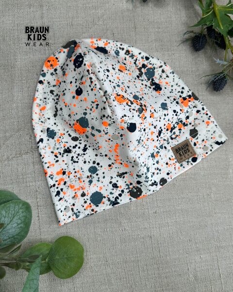 Plānais beanie (kokvilnas trikotāža vienā kārtā) - krāsu šļaksti 48izm