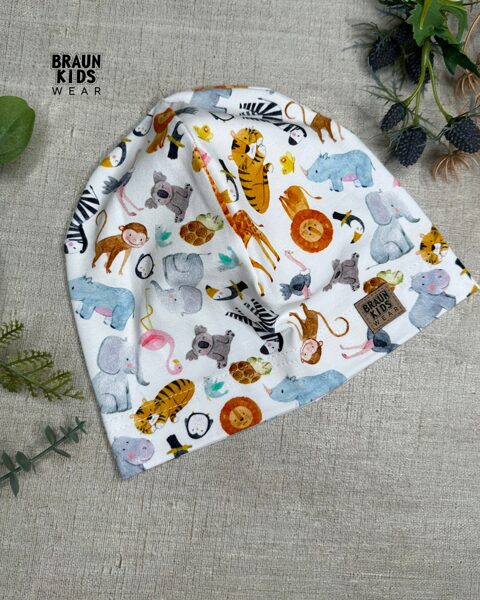 Plānais beanie (kokvilnas trikotāža vienā kārtā) - eksotiskie dzīvnieki 48.izm