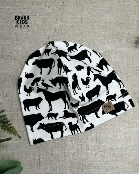 Plānais beanie (kokvilnas trikotāža vienā kārtā) - lauku dzīvnieki 50izm