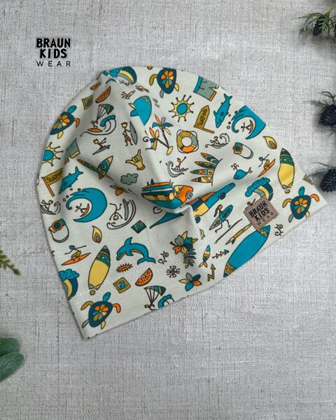 Plānais beanie (kokvilnas trikotāža vienā kārtā) - pludmales lietas 50izm