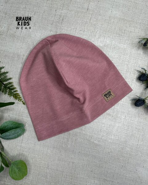 Plānais beanie (kokvilnas trikotāža vienā kārtā) - veci rozā melanža 52izm