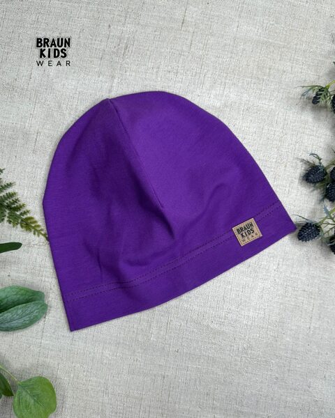 Plānais beanie (kokvilnas trikotāža vienā kārtā) - tumši violeta 52izm