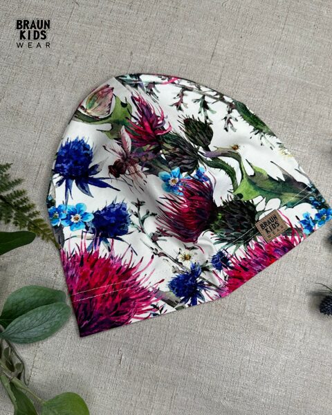 Plānais beanie (kokvilnas trikotāža vienā kārtā) - spilgtie dadži 52izm