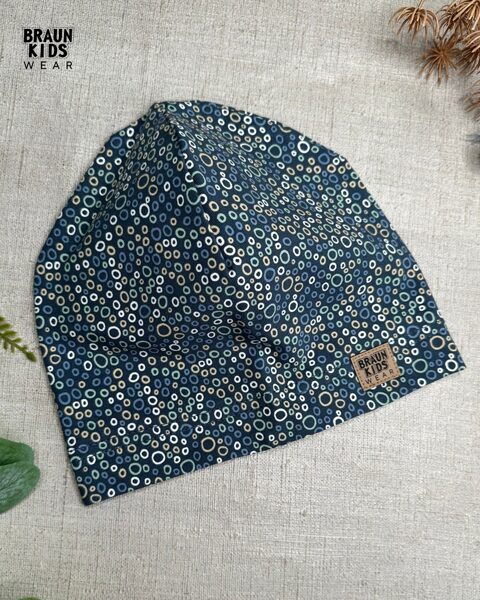 Plānais beanie (kokvilnas trikotāža vienā kārtā) - punktiņi uz džinsa zila 48izm