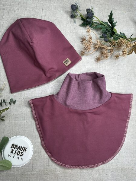 Starpsezonas beanie cepure + apkakles šalle -  Tumši veci rozā 52-54.izm